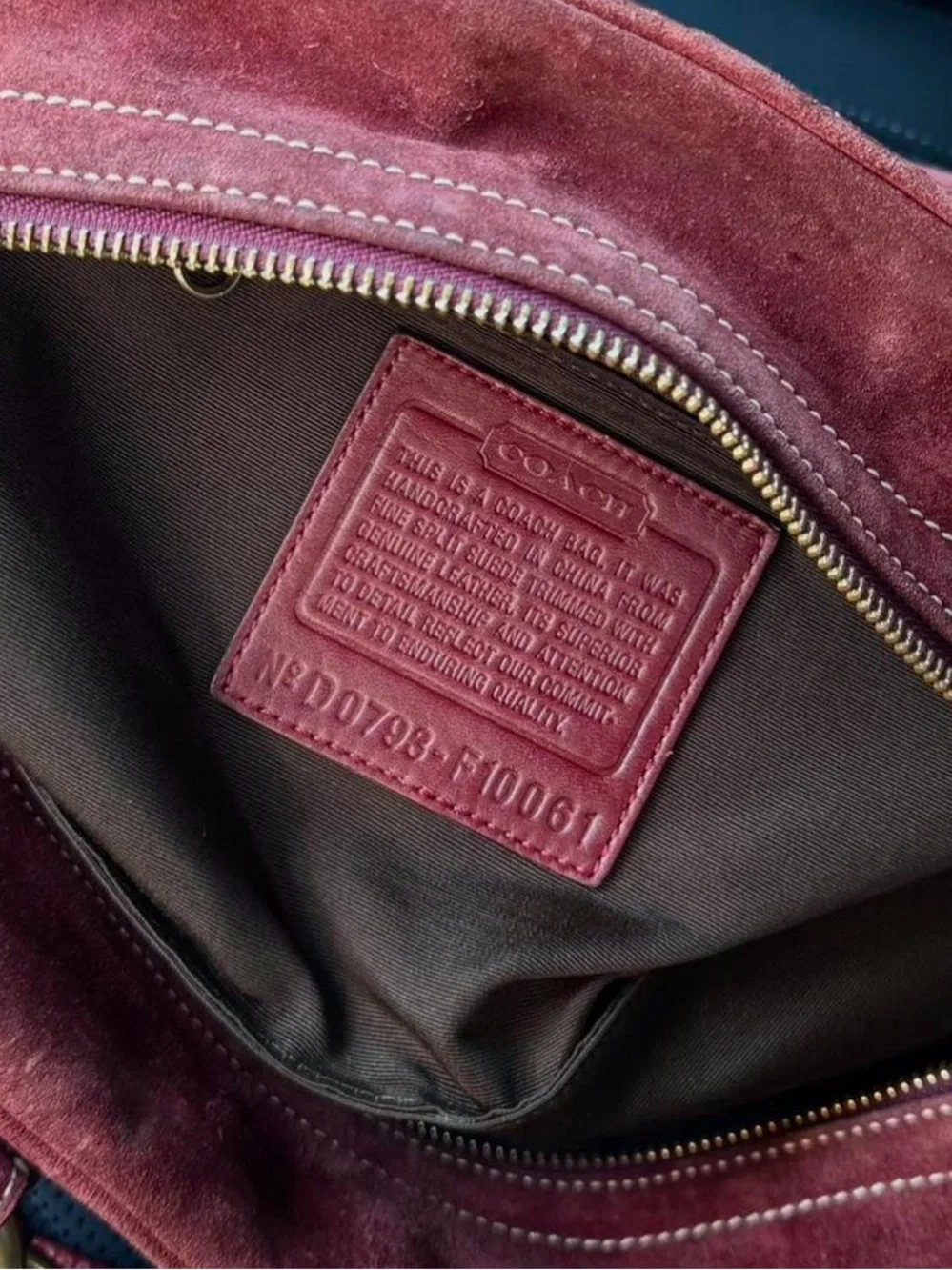 Vintage Coach Burgundy Suede Shoulder Bag with Brass Rings - Picture 2 of 6